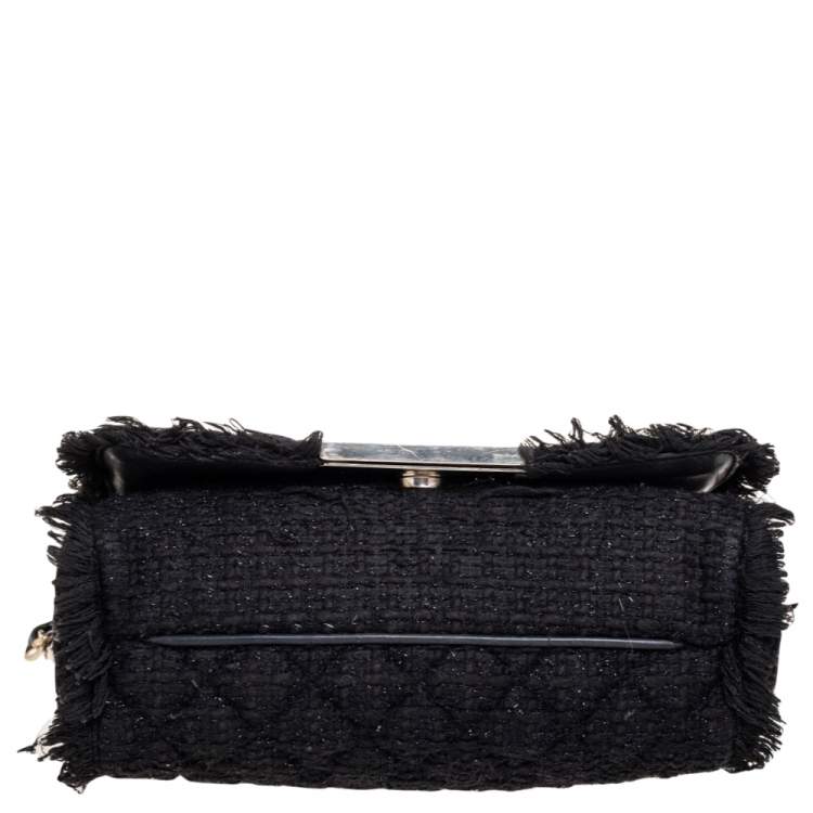 Pre Owned CH Carolina Herrera Black Fabric Pearl Embellished Shoulder Bag
