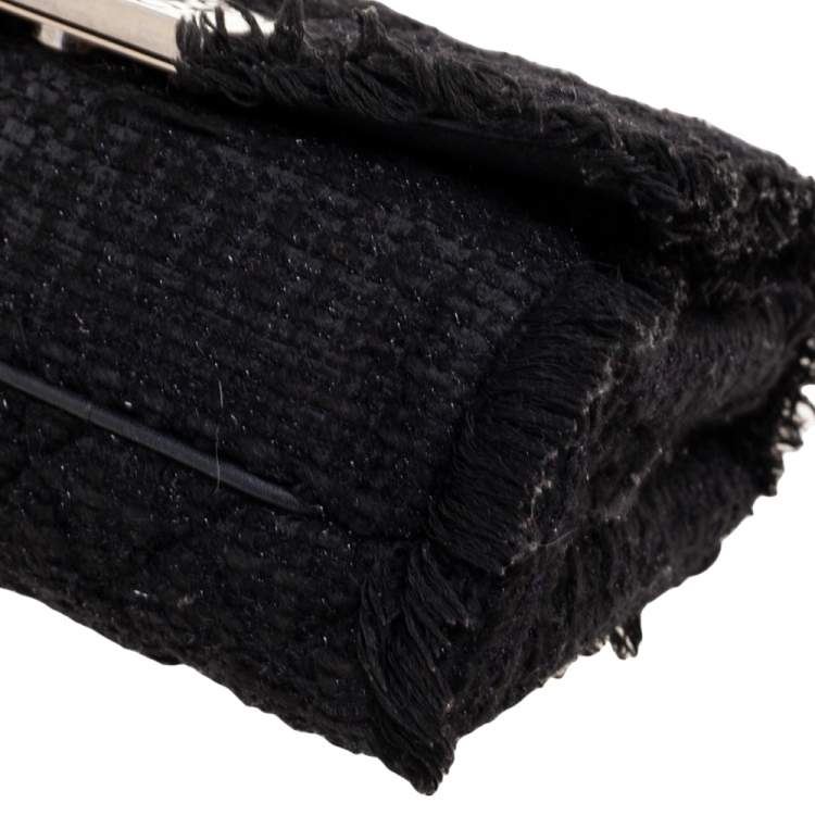 Pre Owned CH Carolina Herrera Black Fabric Pearl Embellished Shoulder Bag