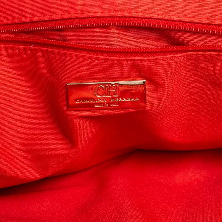 Pre Owned CH Carolina Herrera Multicolor Monogram Canvas Double Pocket Satchel