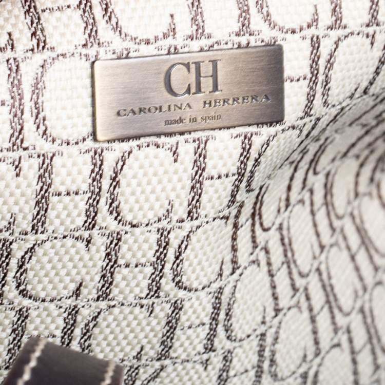 Pre Owned Carolina Herrera Multicolor Monogram Canvas And Leather Shopper Tote