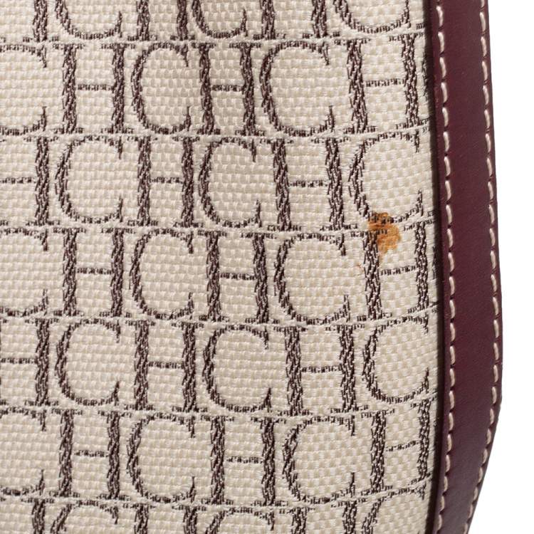 Pre Owned Carolina Herrera Multicolor Monogram Canvas And Leather Shopper Tote