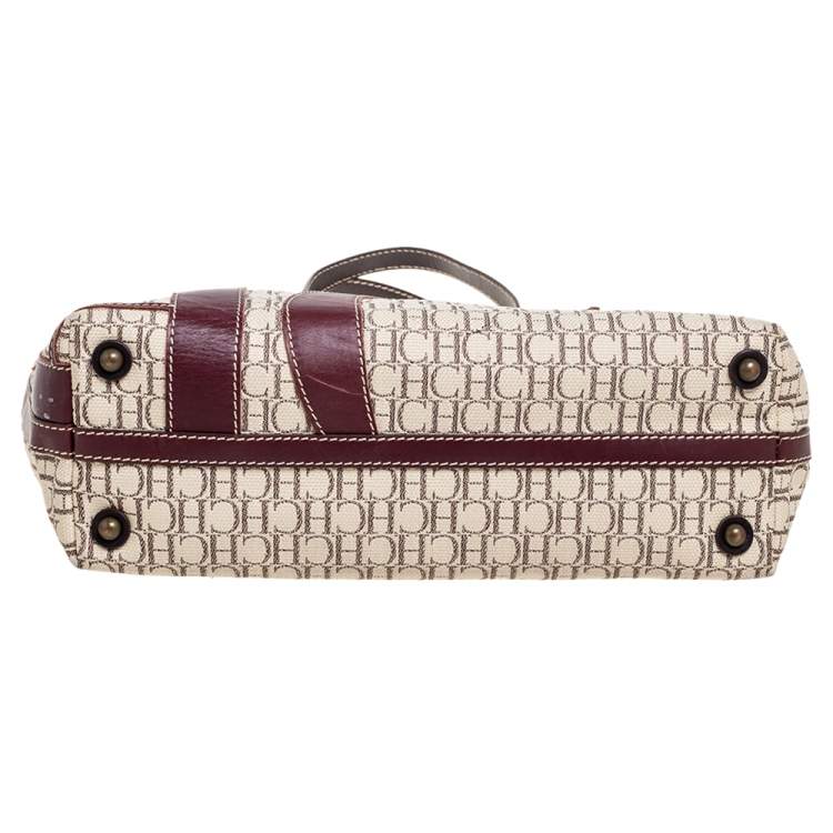 Pre Owned Carolina Herrera Multicolor Monogram Canvas And Leather Shopper Tote