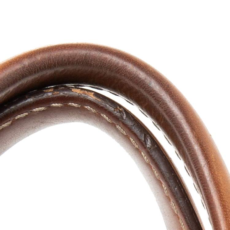 Pre Owned Carolina Herrera Brown Monogram Embossed Leather Andy Boston Bag