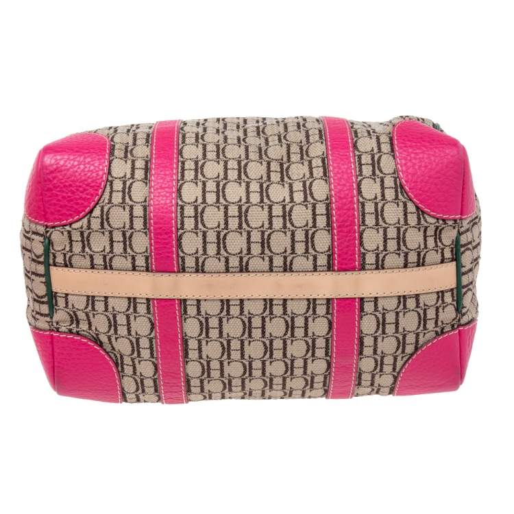 Pre Owned CH Carolina Herrera Multicolor Signature Canvas And Leather Andy Boston Bag