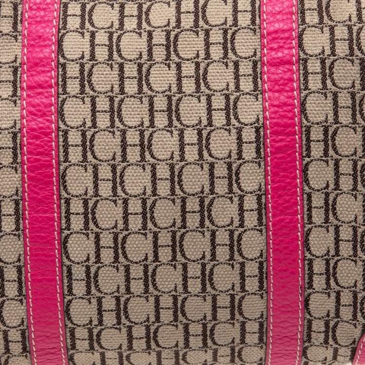 Pre Owned CH Carolina Herrera Multicolor Signature Canvas And Leather Andy Boston Bag