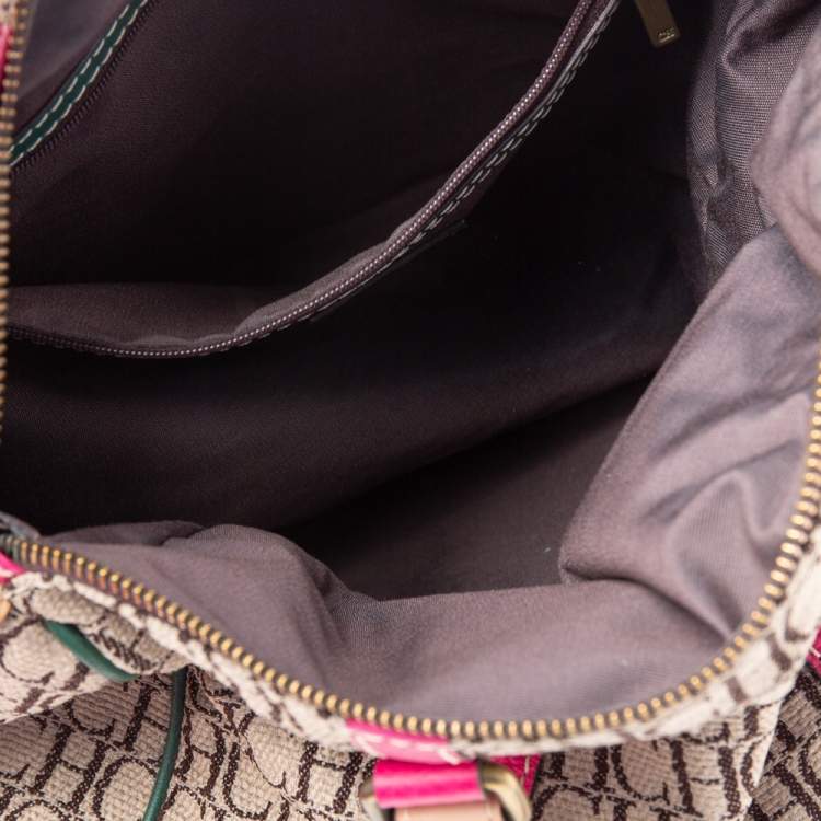 Pre Owned CH Carolina Herrera Multicolor Signature Canvas And Leather Andy Boston Bag