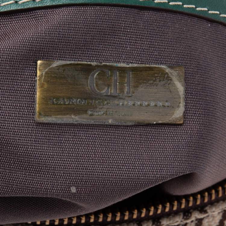 Pre Owned CH Carolina Herrera Multicolor Signature Canvas And Leather Andy Boston Bag