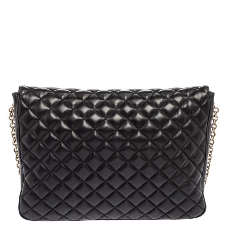 مملوكة مسبقًا CH Carolina Herrera Black Quilted Leather Flap Chain Shoulder Bag