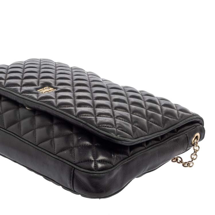 مملوكة مسبقًا CH Carolina Herrera Black Quilted Leather Flap Chain Shoulder Bag