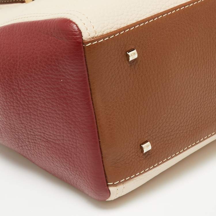 Pre Owned CH Carolina Herrera Red/Beige Leather Double Zip Tote