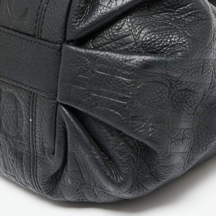 Pre Owned CH Carolina Herrera Monogram Embossed Leather Chain Hobo