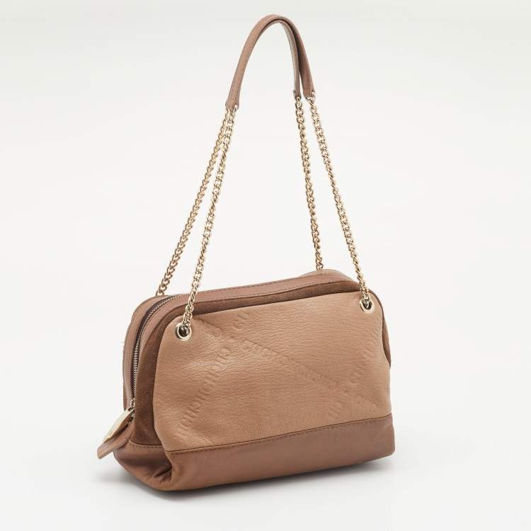 Pre Owned CH Carolina Herrera Brown Leather And Suede Chain Satchel