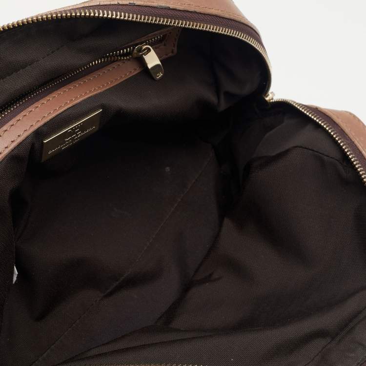 Pre Owned CH Carolina Herrera Brown Leather And Suede Chain Satchel