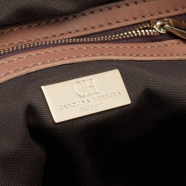 Pre Owned CH Carolina Herrera Brown Leather And Suede Chain Satchel