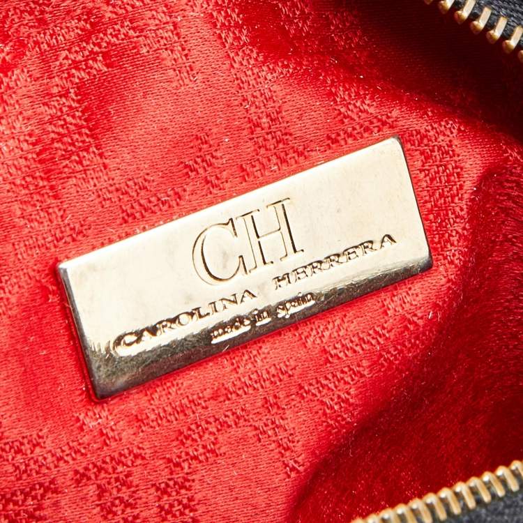 Pre Owned CH Carolina Herrera Black Leather Crossbody Bag