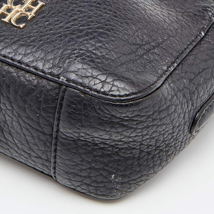 Pre Owned CH Carolina Herrera Black Leather Crossbody Bag