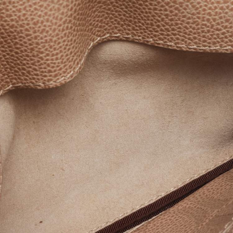 Pre Owned CH Carolina Herrera Beige Leather Flap Chain Shoulder Bag