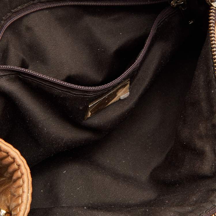 Pre Owned CH Carolina Herrera Metallic Gold Quilted Monogram Satchel