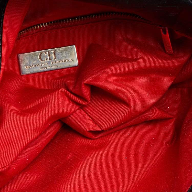 Pre Owned CH Carolina Herrera Black Leather Chain Flap Shoulder Bag