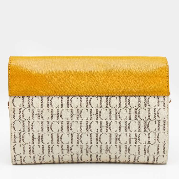 مملوكة مسبقًا CH Carolina Herrera Multicolor Monogram Coated Canvas and Leather Envelope Flap Shoulder Bag 
