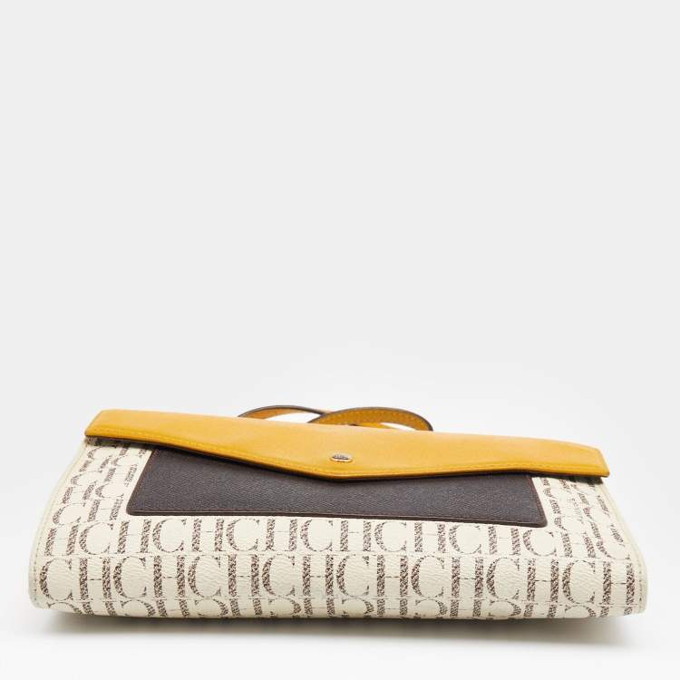 مملوكة مسبقًا CH Carolina Herrera Multicolor Monogram Coated Canvas and Leather Envelope Flap Shoulder Bag 
