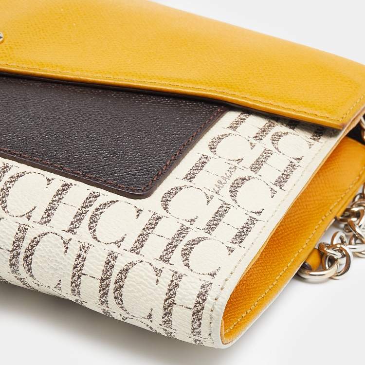 مملوكة مسبقًا CH Carolina Herrera Multicolor Monogram Coated Canvas and Leather Envelope Flap Shoulder Bag 