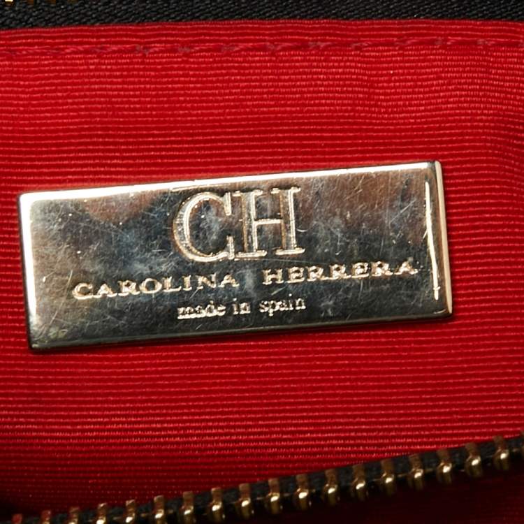 Pre Owned CH Carolina Herrera Black Micro Quilted Leather Chain Tote