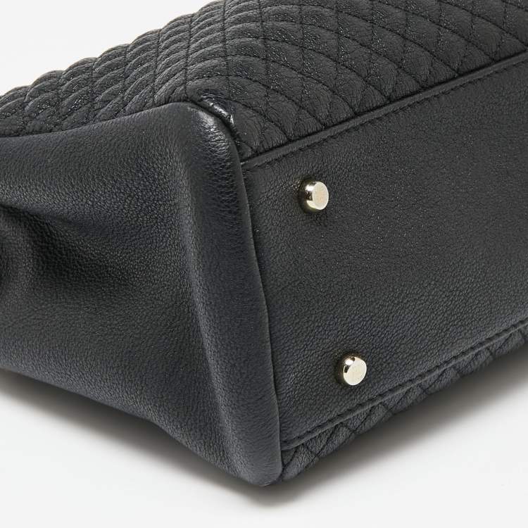 Pre Owned CH Carolina Herrera Black Micro Quilted Leather Chain Tote