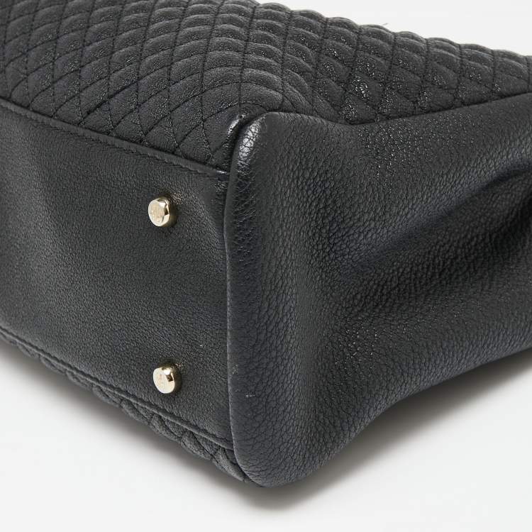 Pre Owned CH Carolina Herrera Black Micro Quilted Leather Chain Tote