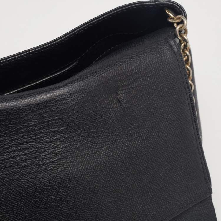 Pre Owned CH Carolina Herrera Black Monogram Embossed Leather Minuetto Top Handle Bag