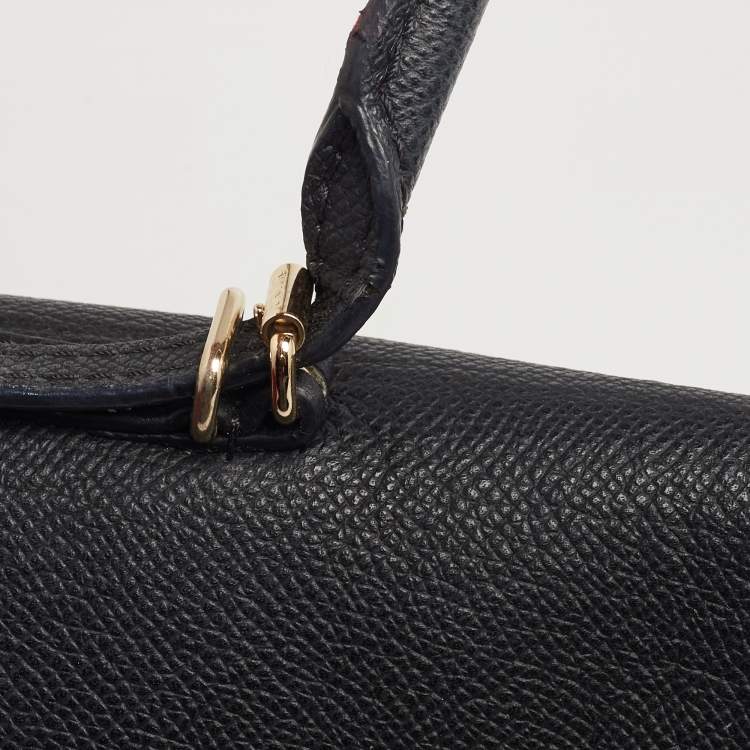 Pre Owned CH Carolina Herrera Black Monogram Embossed Leather Minuetto Top Handle Bag