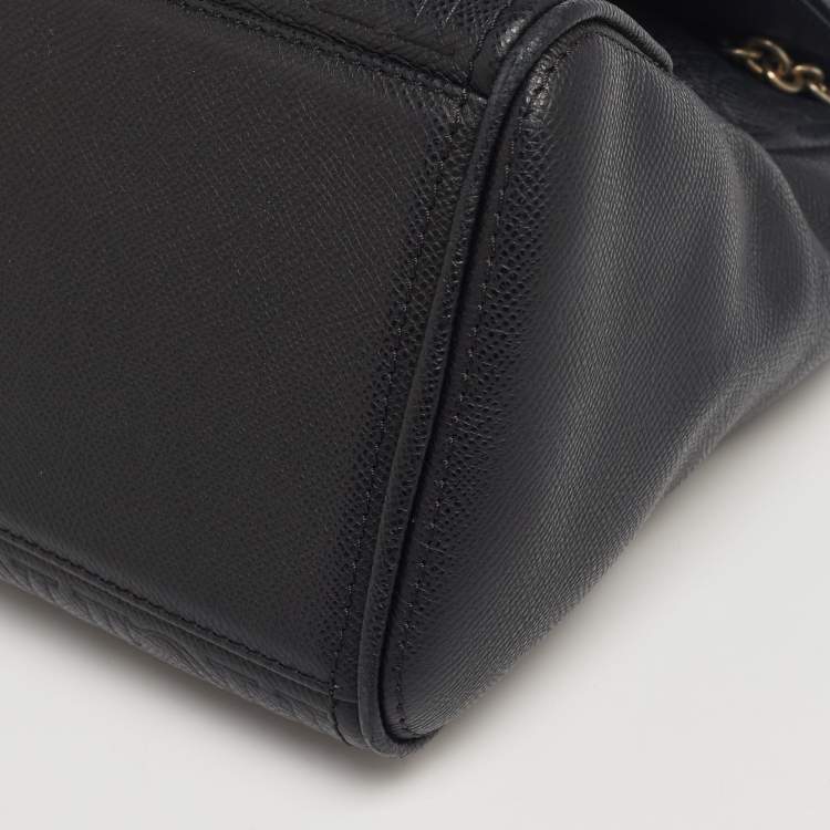 Pre Owned CH Carolina Herrera Black Monogram Embossed Leather Minuetto Top Handle Bag
