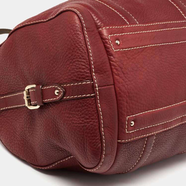 Pre Owned CH Carolina Herrera Burgundy Leather Andy Boston Bag