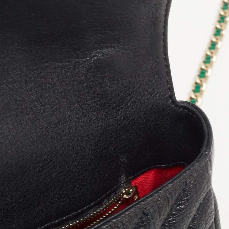Pre Owned CH Carolina Herrera Black Quilted Leather Flap Top Handle Bag