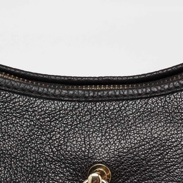 Pre Owned CH Carolina Herrera Black Monogram Embossed Leather Dahlia Hobo