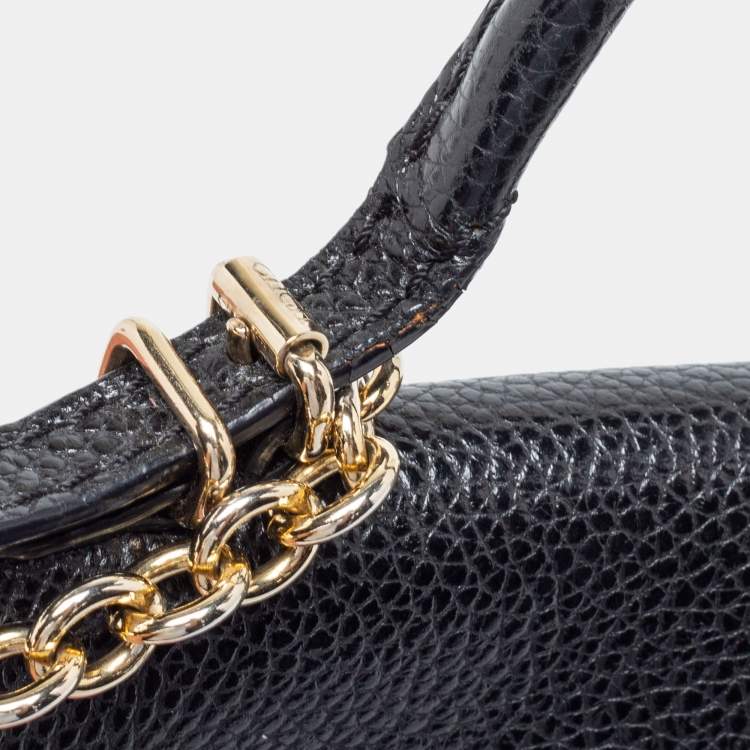 Pre Owned CH Carolina Herrera Black Leather Mini Minuetto Flap Top Handle Bag