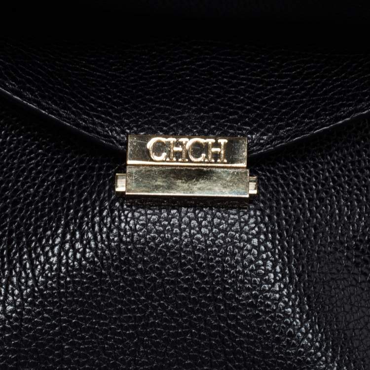 Pre Owned CH Carolina Herrera Black Leather Mini Minuetto Flap Top Handle Bag