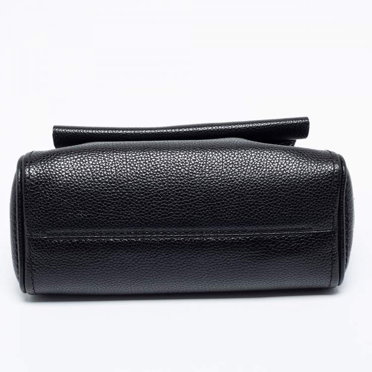 Pre Owned CH Carolina Herrera Black Leather Mini Minuetto Flap Top Handle Bag