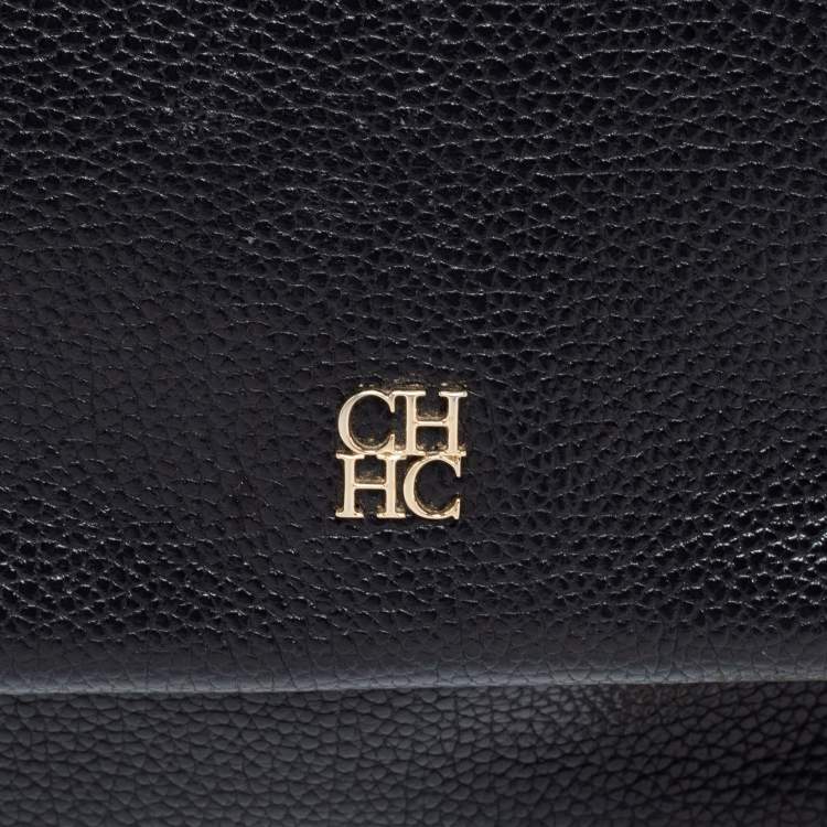 Pre Owned CH Carolina Herrera Black Leather Mini Minuetto Flap Top Handle Bag