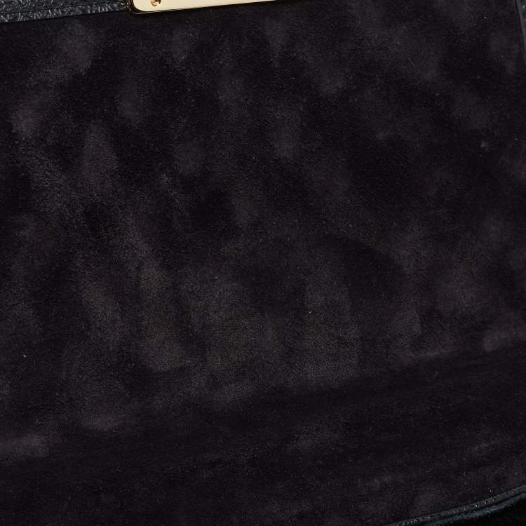 Pre Owned CH Carolina Herrera Black Quilted Leather Baret Clutch Shoulder Bag