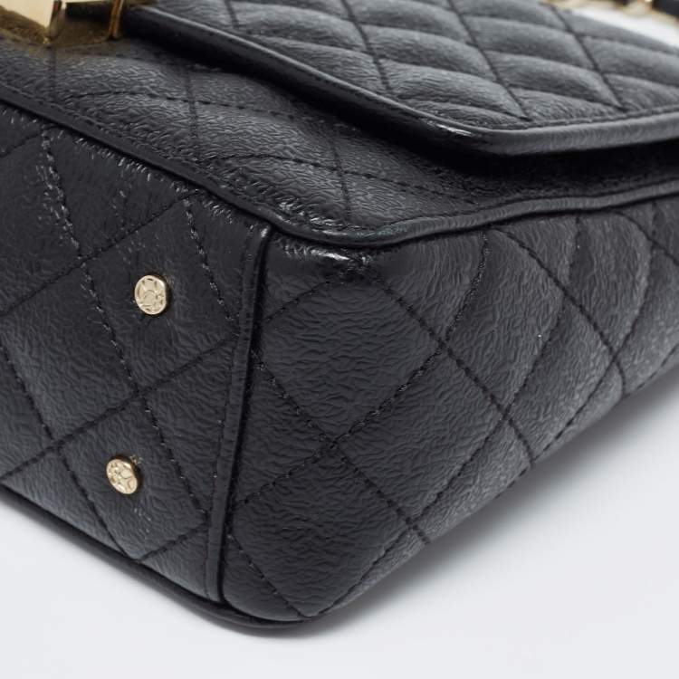 Pre Owned CH Carolina Herrera Black Quilted Leather Baret Clutch Shoulder Bag