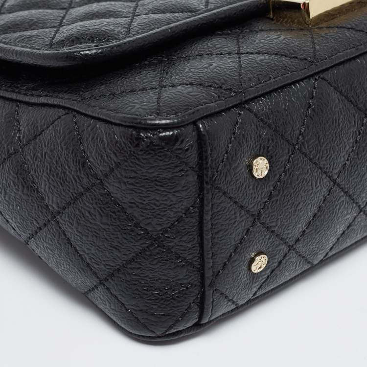 Pre Owned CH Carolina Herrera Black Quilted Leather Baret Clutch Shoulder Bag
