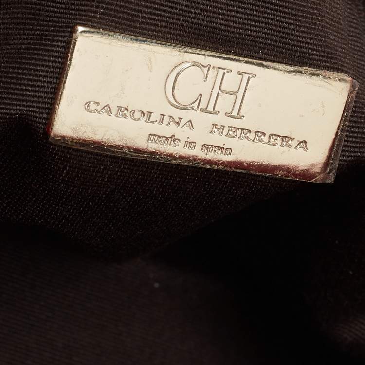 Pre Owned Carolina Herrera Pink Monogram Embossed Leather Audrey Shoulder Bag