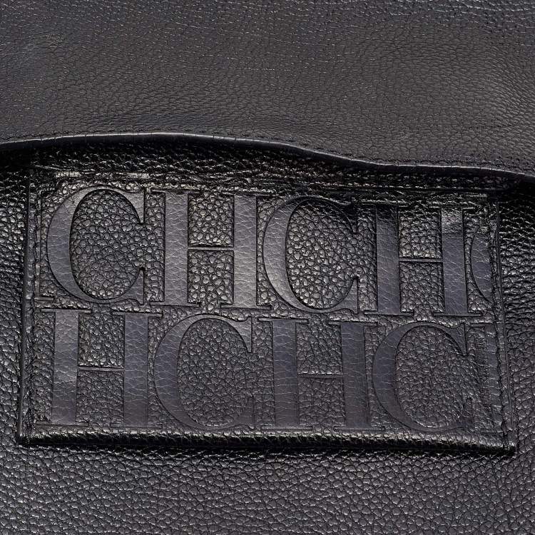Pre Owned CH Carolina Herrera Black Leather Flap Chain Shoulder Bag