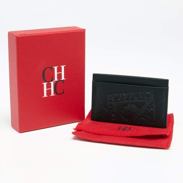Pre Owned CH Carolina Herrera Black Leather Card Holder