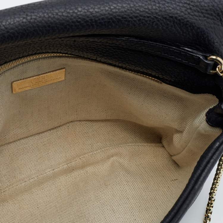 مملوكة مسبقًا CH Carolina Herrera Black Leather Fringe Chain Shoulder Bag