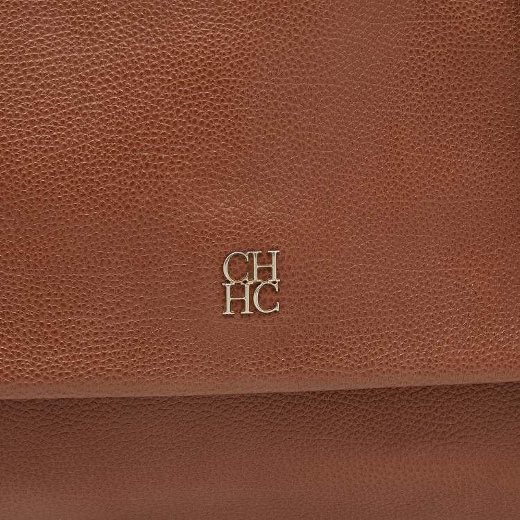 Pre Owned CH Carolina Herrera Brown Leather Minuetto Top Handle Bag
