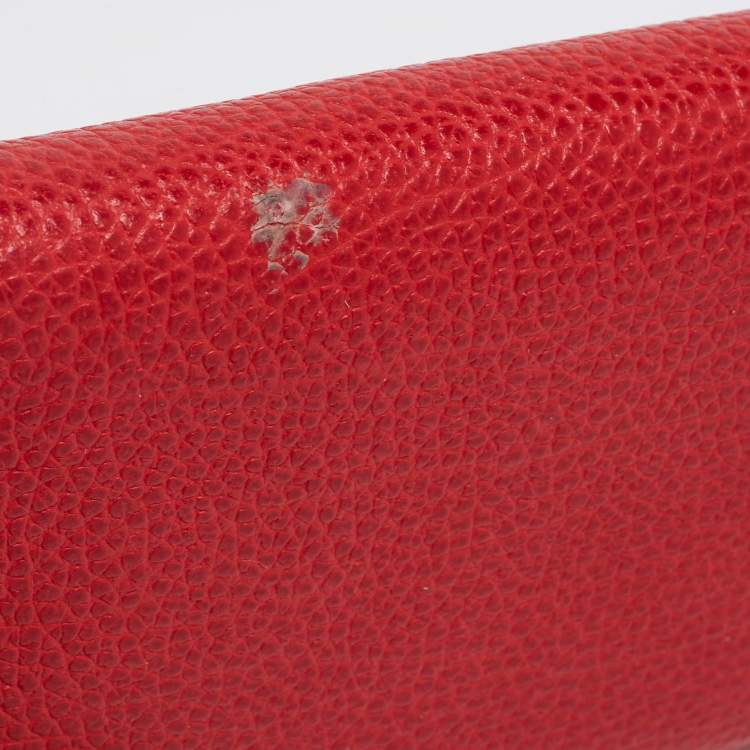 Pre Owned CH Carolina Herrera Red Leather Long Trifold Wallet