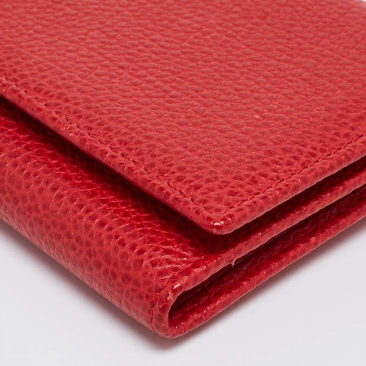 Pre Owned CH Carolina Herrera Red Leather Long Trifold Wallet