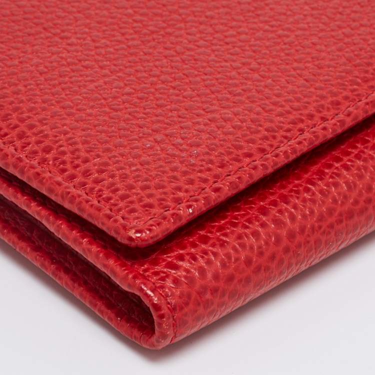 Pre Owned CH Carolina Herrera Red Leather Long Trifold Wallet